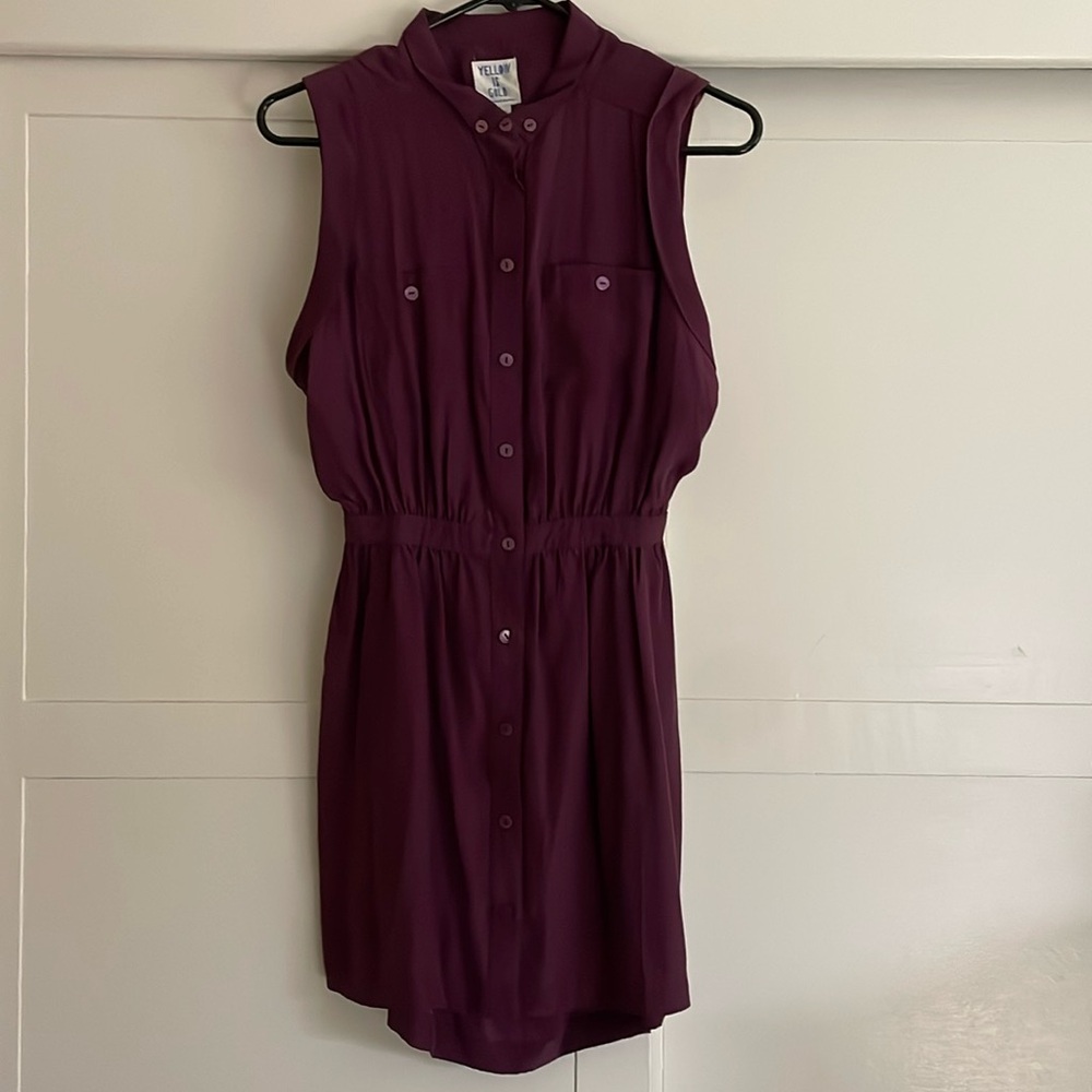 Yellow is Gold silk dress with open back size small mini dress burgundy